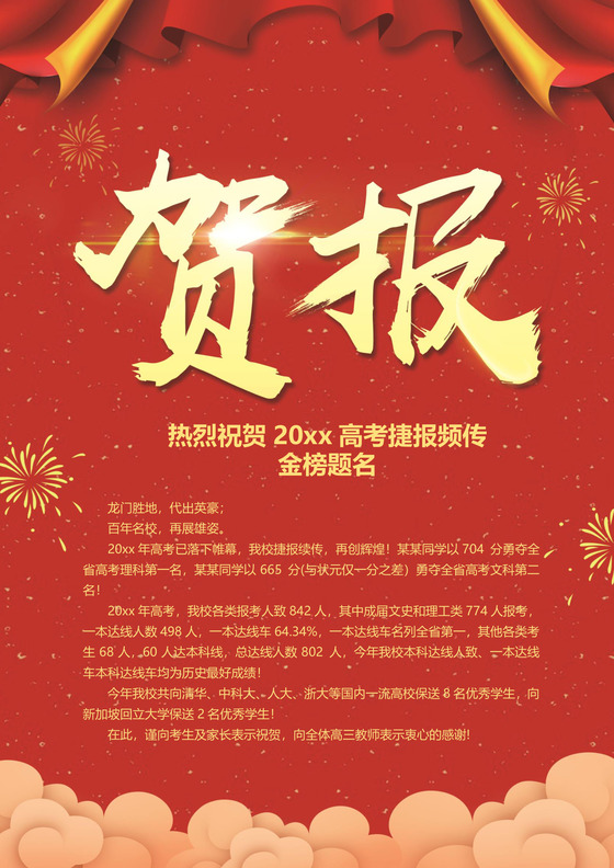 企业销售年终贺报喜报战报海报