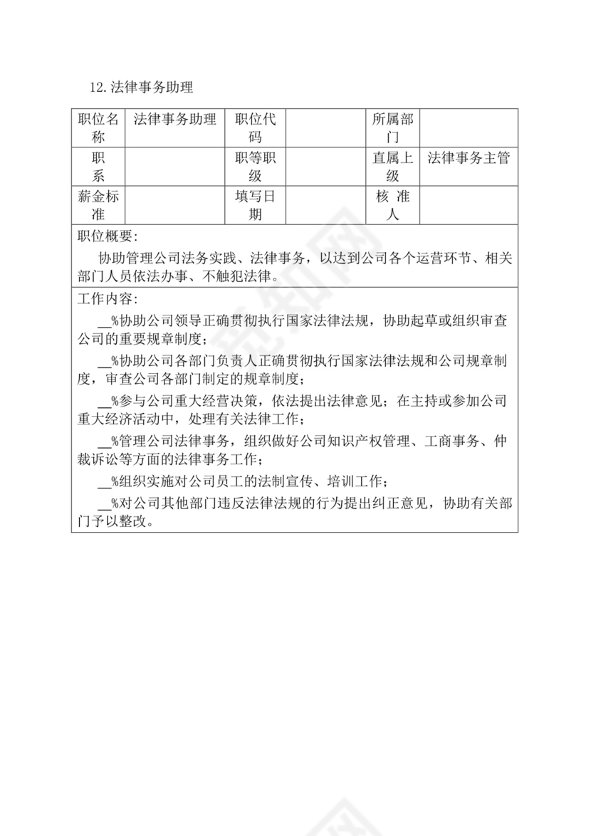 简约紫色线条装饰职位说明书公司企业绩效考核word模板