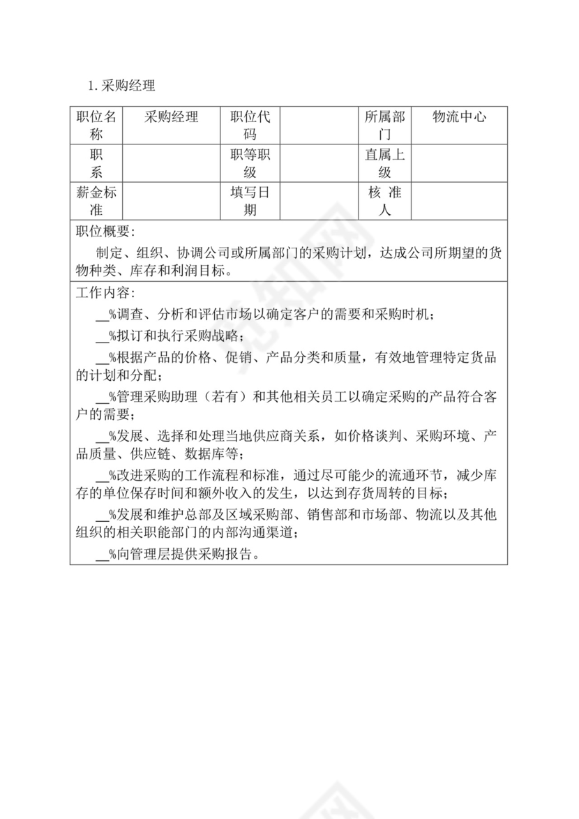 简约紫色线条装饰职位说明书公司企业绩效考核word模板