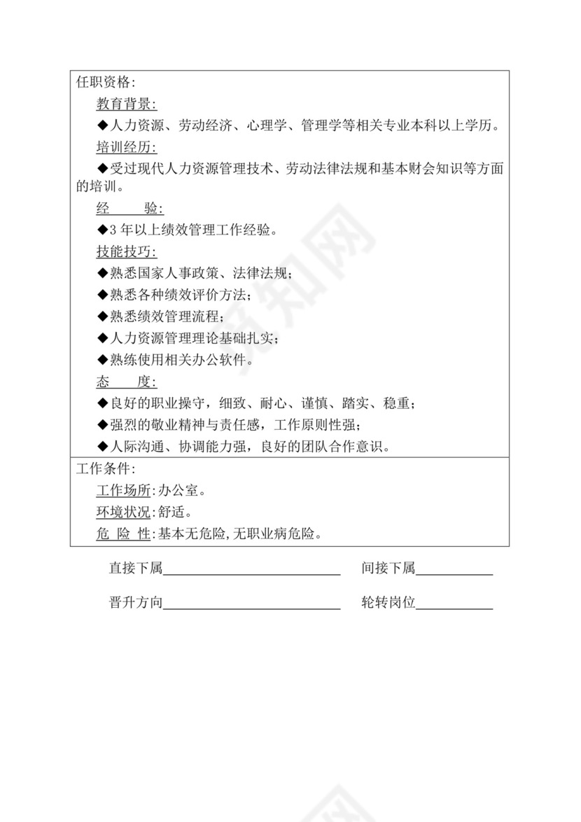 简约紫色线条装饰职位说明书公司企业绩效考核word模板