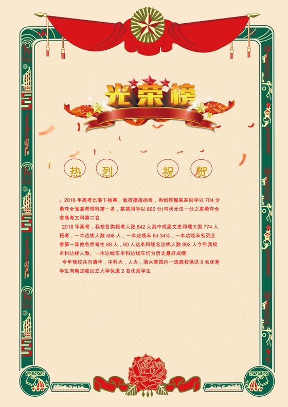 喜庆喜报贺报光荣榜金榜题名海报