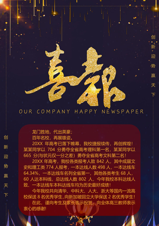 喜庆喜报贺报光荣榜金榜题名海报