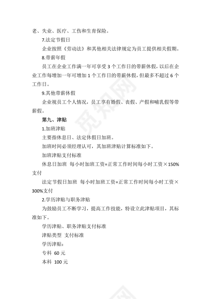 蓝色简约时尚企业薪酬管理制度word模板