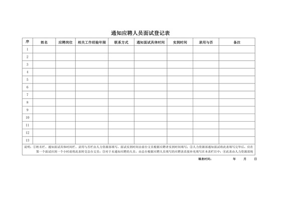 黑白简约正式公司应聘登记表信息登记表word模板