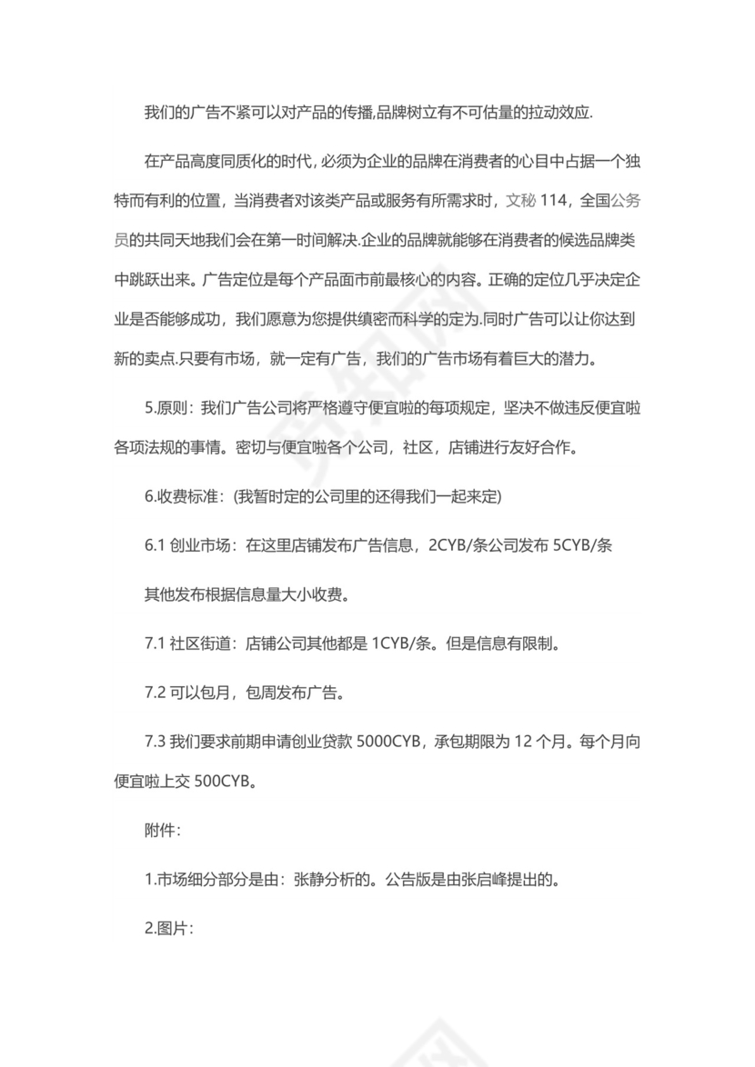 深蓝大气商务商业计划书