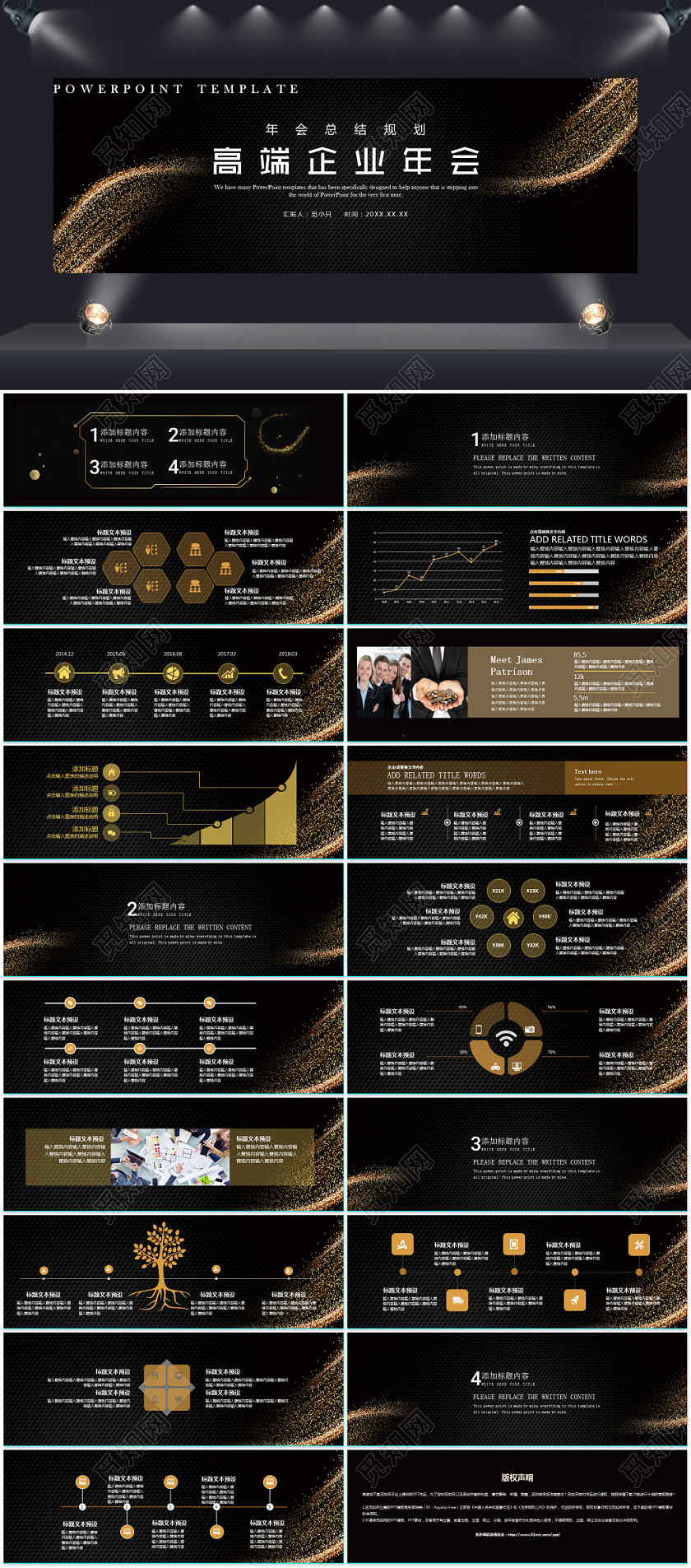 高端大气黑金企业年会PPT模板