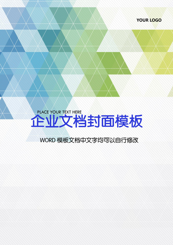 彩色五边形背景公司企业文档封面word模板