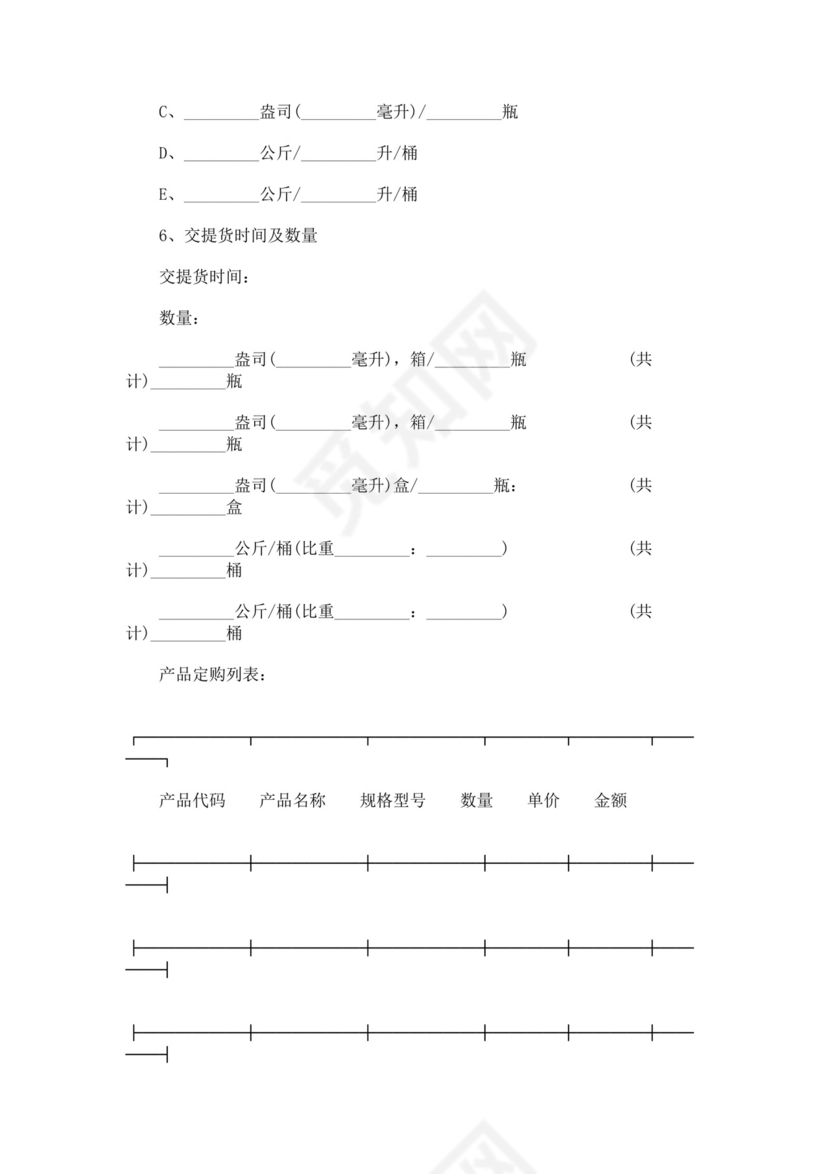 产品订购合同文档模板