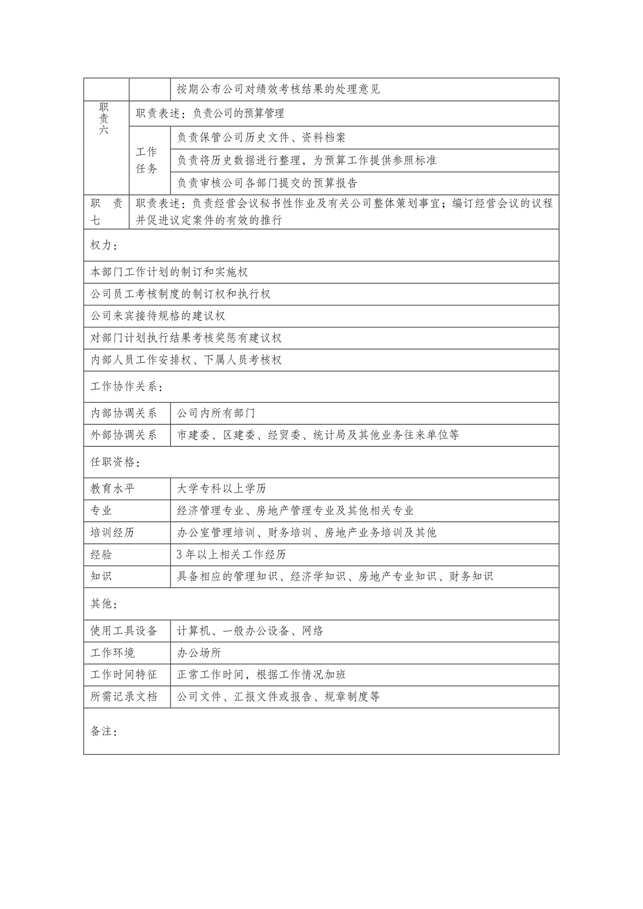 彩色简约正式公司岗位职责说明书员工职责列表word模板