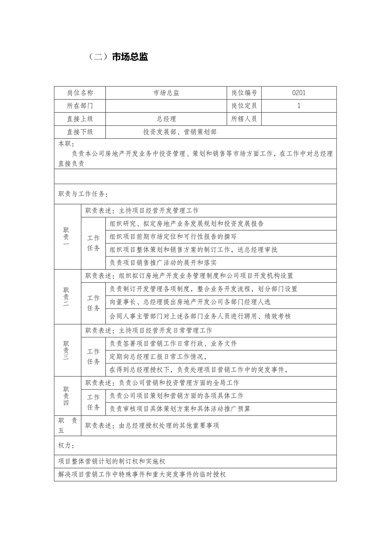 彩色简约正式公司岗位职责说明书员工职责列表word模板