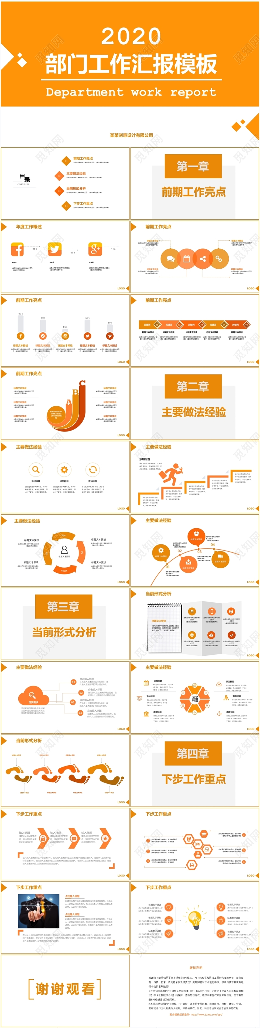 2020黄色简约部门工作汇报工作总结商务ppt模板