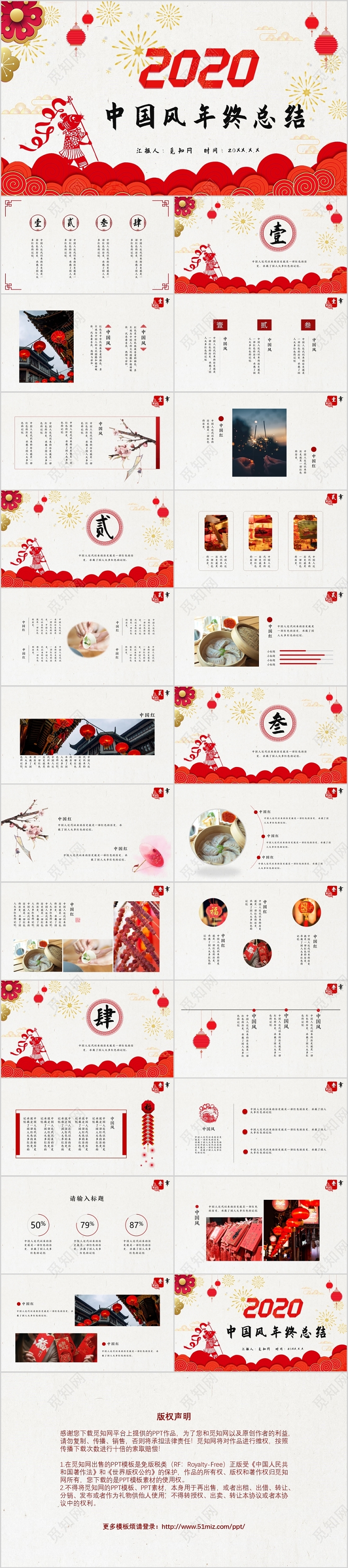 2020年鼠年新年年终总结工作总结ppt模板