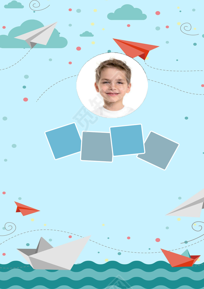 蓝色卡通清新简历word模板