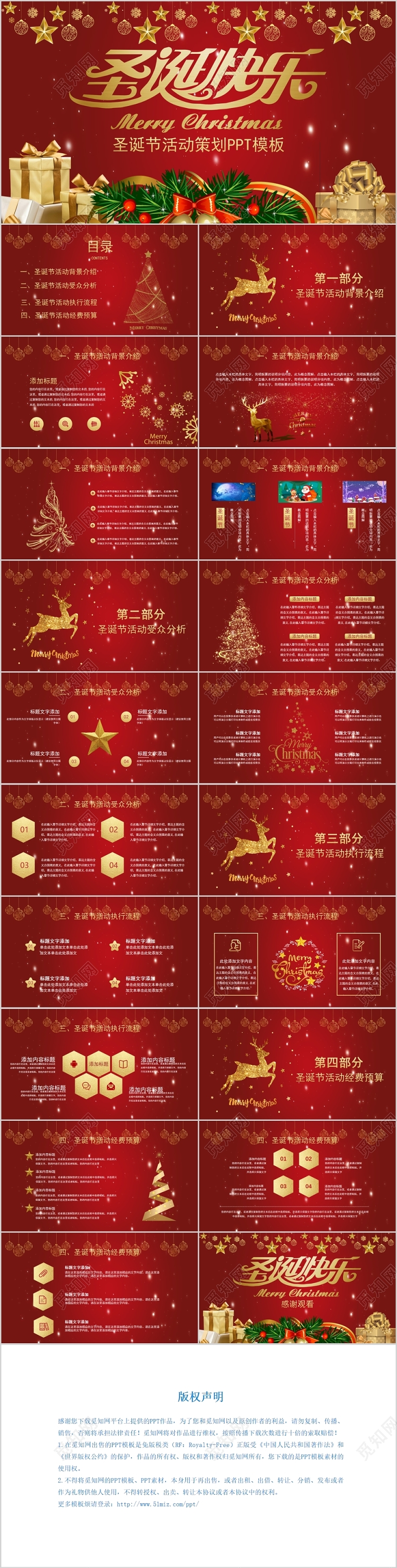 红色喜庆圣诞快乐节日活动策划方案安排PPT模板