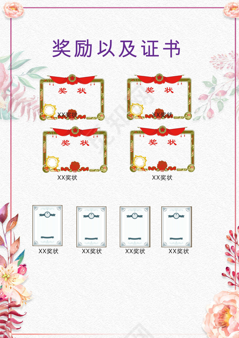 小清新花朵粉色边框白色背景小升初简历word简历模板