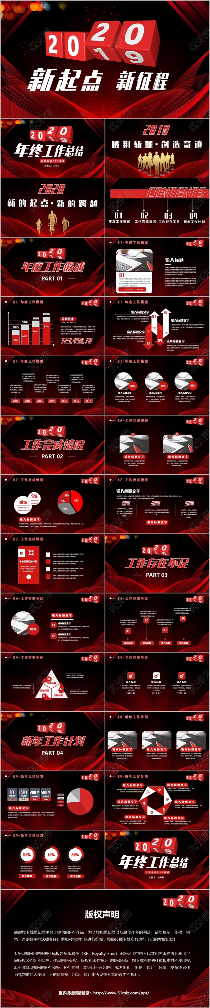大气红色新起点新跨越2020年终总结新年计划PPT模板
