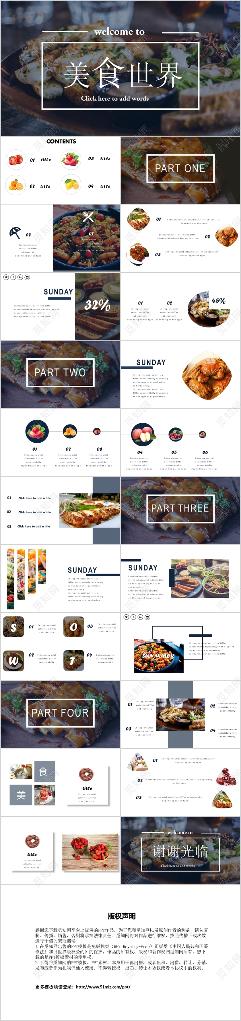欧式美食杂志风美食世界ppt模板