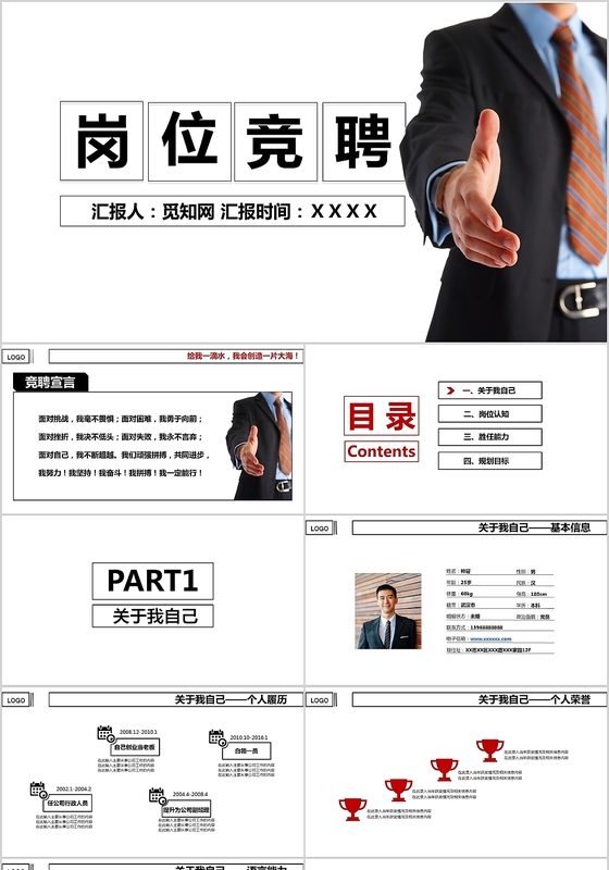 企业商务岗位竞聘述职报告PPT模板