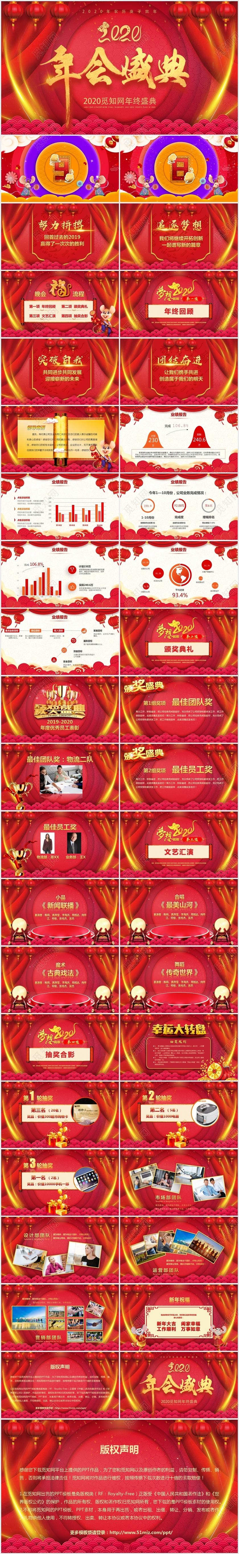 红色喜庆2020企业年会盛典暨颁奖典礼ppt模板