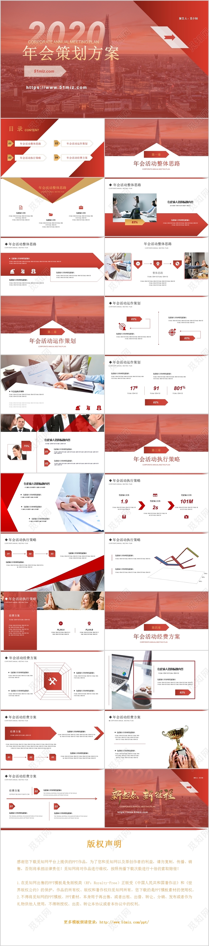 创意红色2020年会策划年终总结颁奖典礼PPT模板