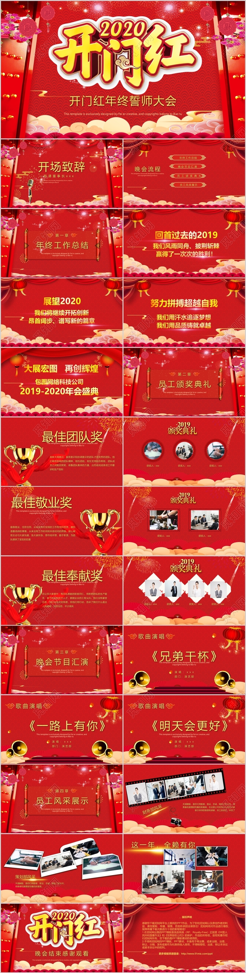 2020红色喜庆大气开门红主题年会颁奖总结汇报演出通用模板