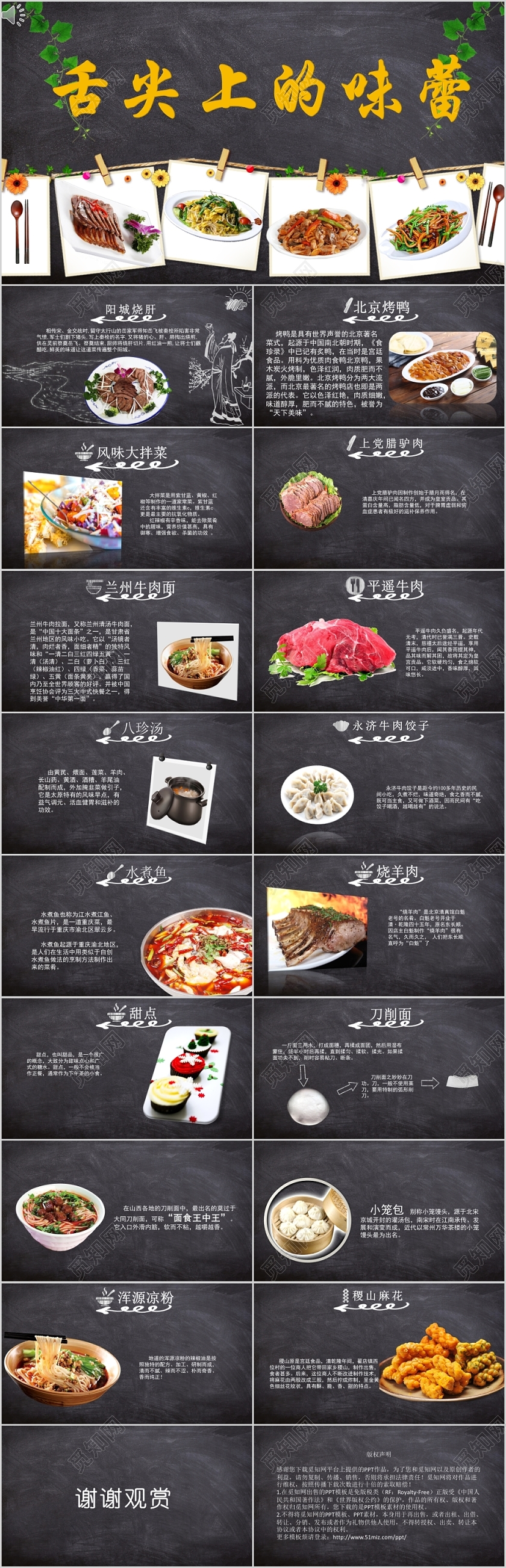 黑色舌尖上的味蕾美食讲解介绍PPT模板