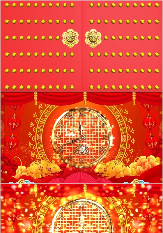 红色大气鼠年视频片头倒计时ppt模板