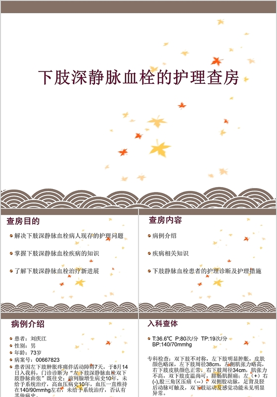 简约经典医学医疗下肢静脉栓塞的护理查房