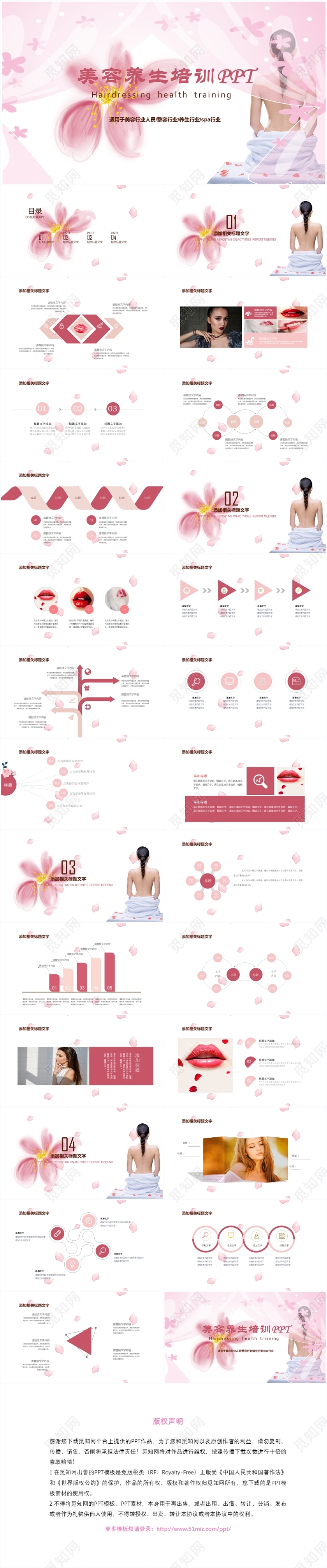 粉色小清新美容养生培训整容行业ppt模板