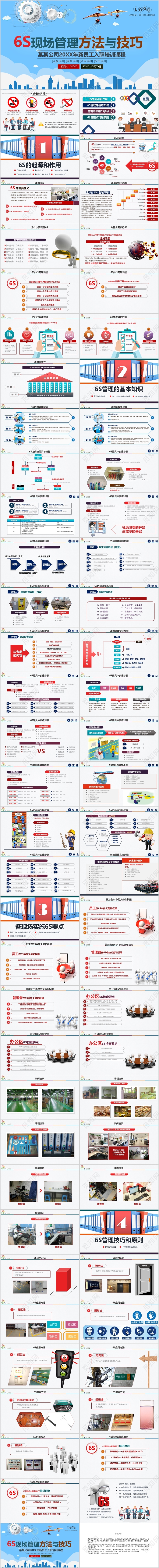 简约实用6S现场管理方法与技巧新员工PPT模板