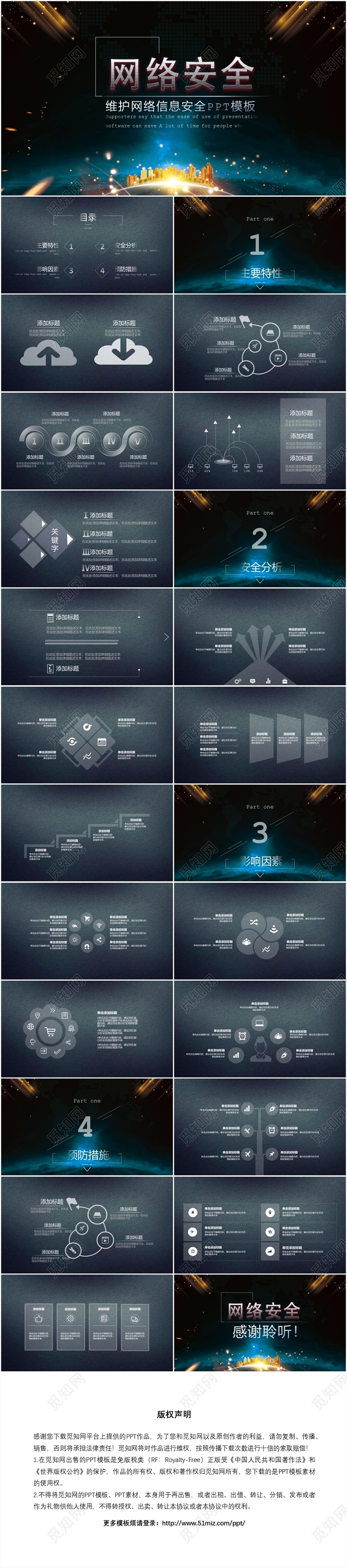 黑色科技感维护网络信息安全教育主题班会ppt模板