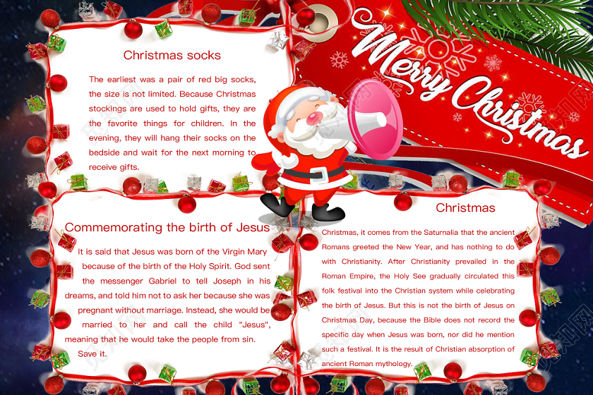 简约可爱MERRY CHRISTMAS圣诞节小报word模板