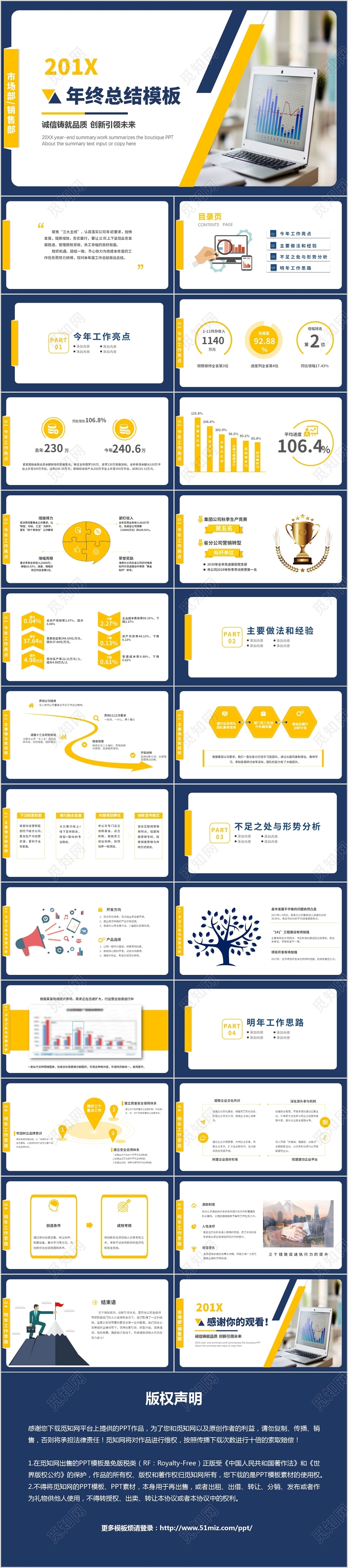 简约偏平大气销售市场部工作总结动态PPT模板