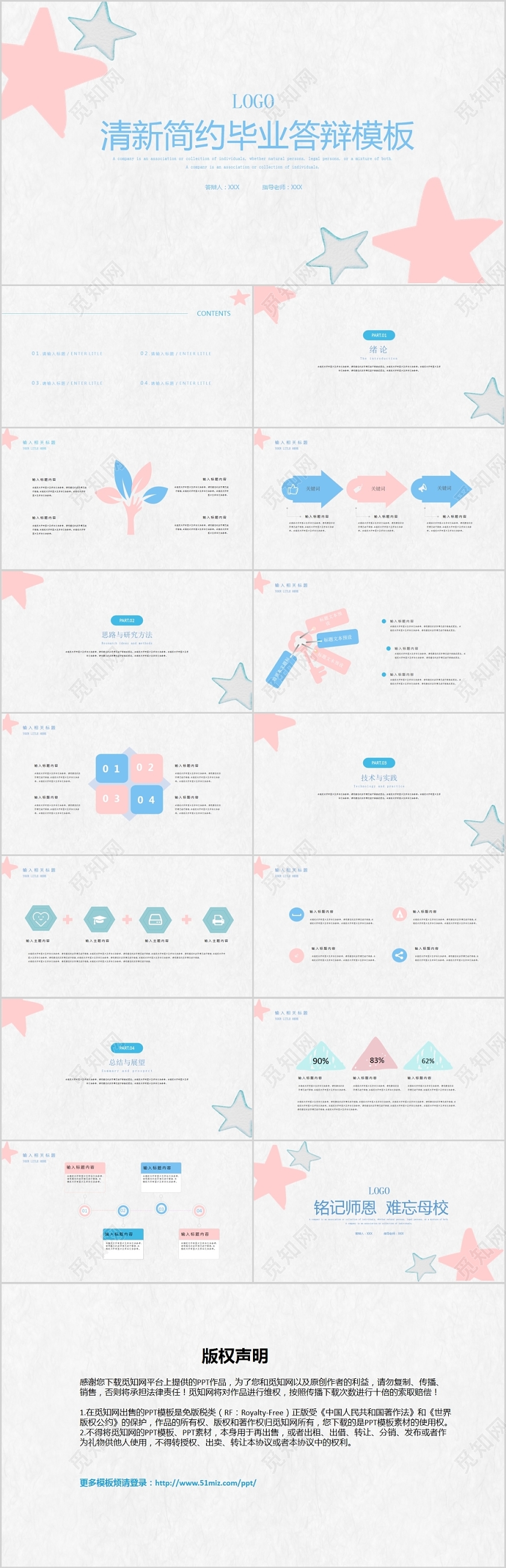 清新简约毕业论文答辩铭记恩师难忘母校开题报告动态PPT