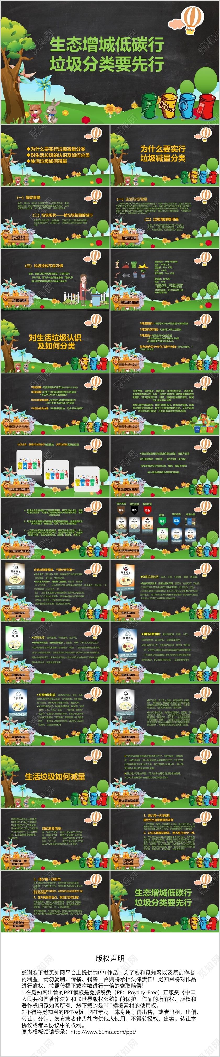 卡通可爱生态建设低碳行垃圾分类要先行环境保护培训PPT模板