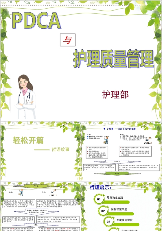 简约素雅风格护理全面质量管理PDCA工作汇报ppt模板