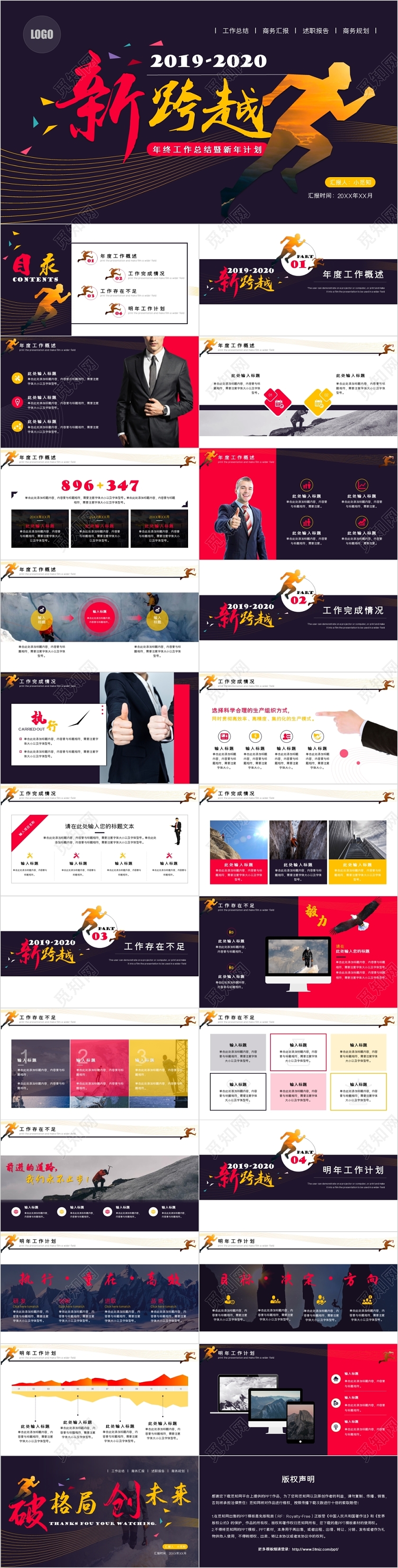 大气商务风励志新跨越商务汇报年终工作总结暨新年计划PPT模板