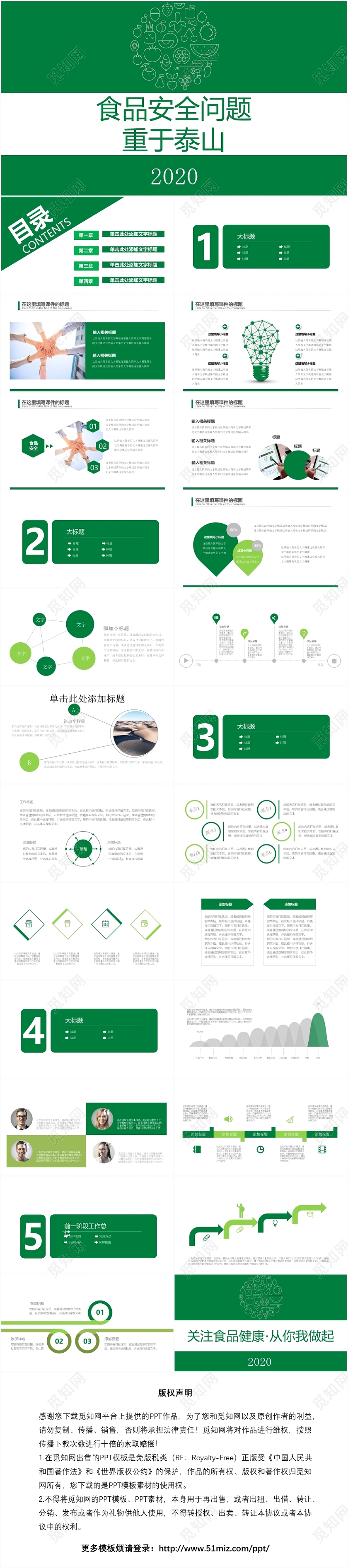 绿色食品安全问题教育培训汇报主题班会ppt模板