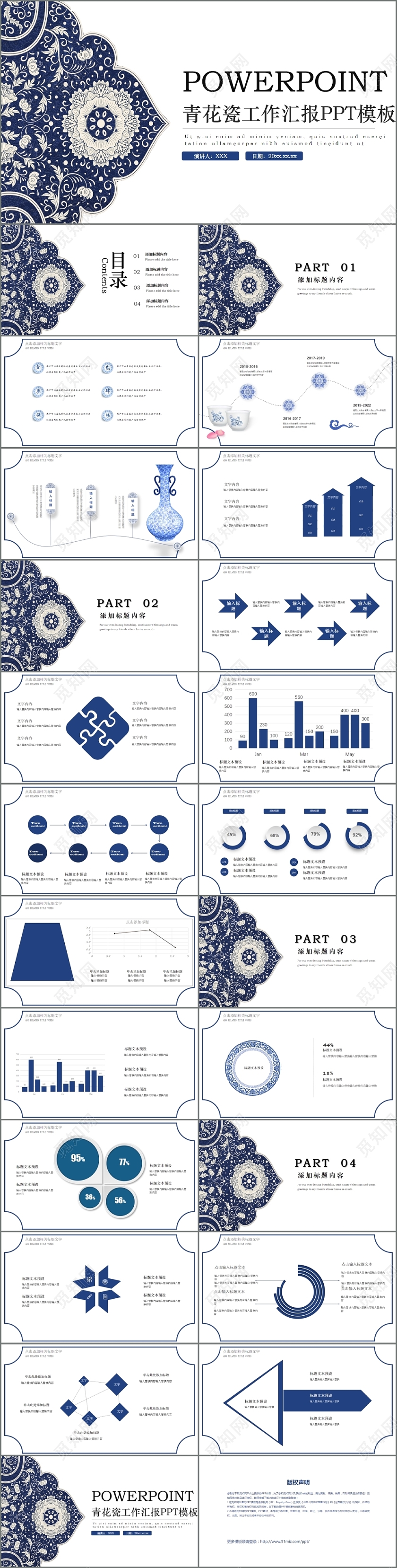青花瓷工作汇报PPT模板古风工作汇报PPT模板