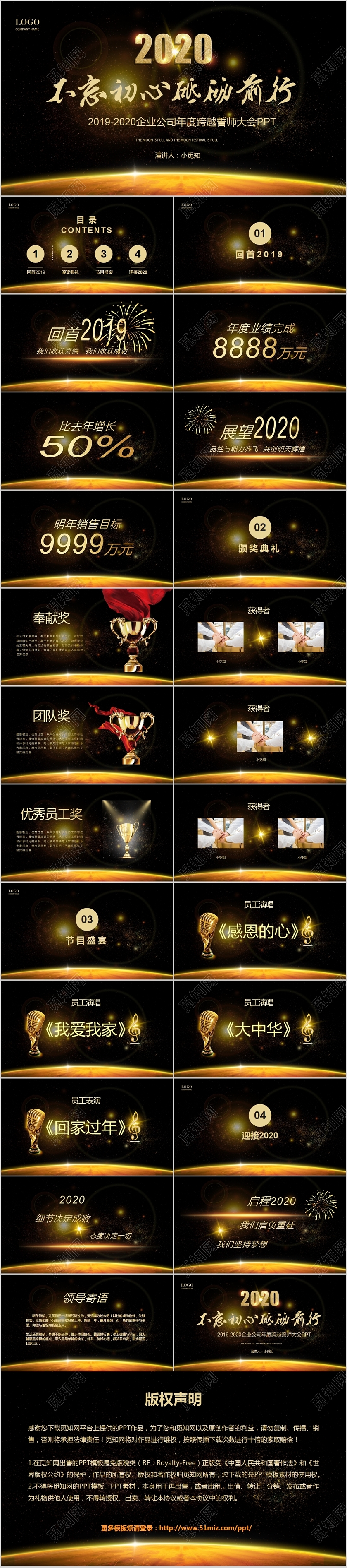 大气星空2020企业公司年度跨越誓师大会PPT模板