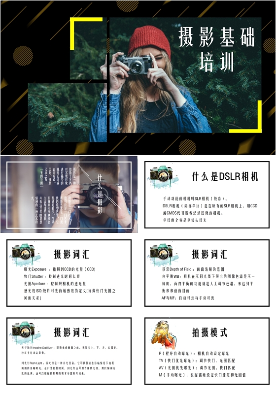 文艺高端拍摄摄影技术基础培训学习课件PPT模板