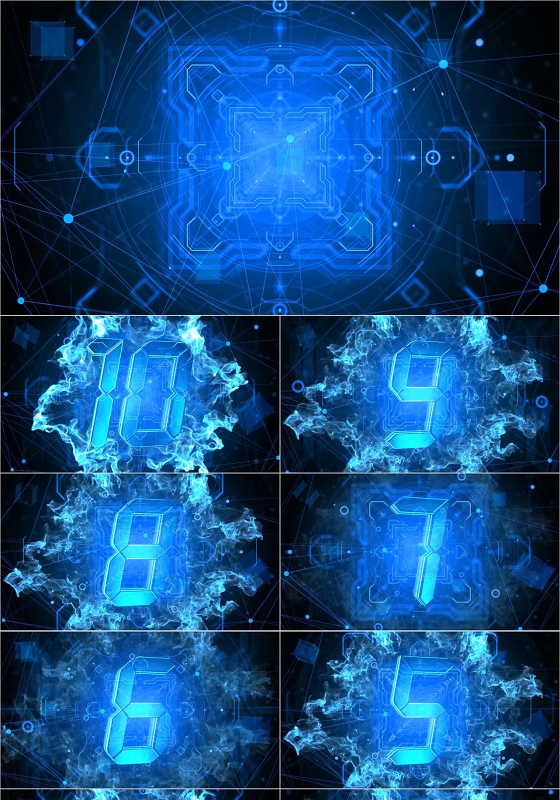 2020蓝色大气科技风年会开场10秒钟倒计时ppt模板