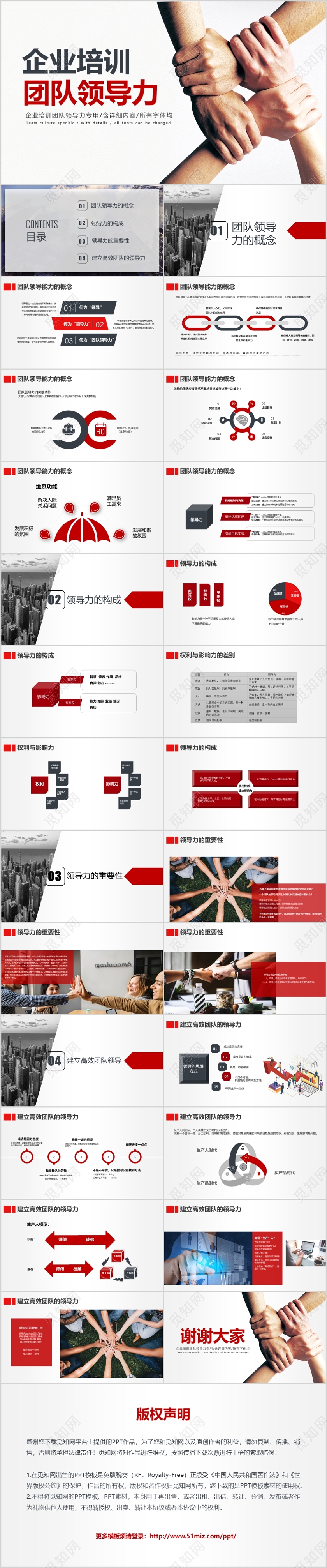 红黑商务风企业培训团队领导力PPT模板