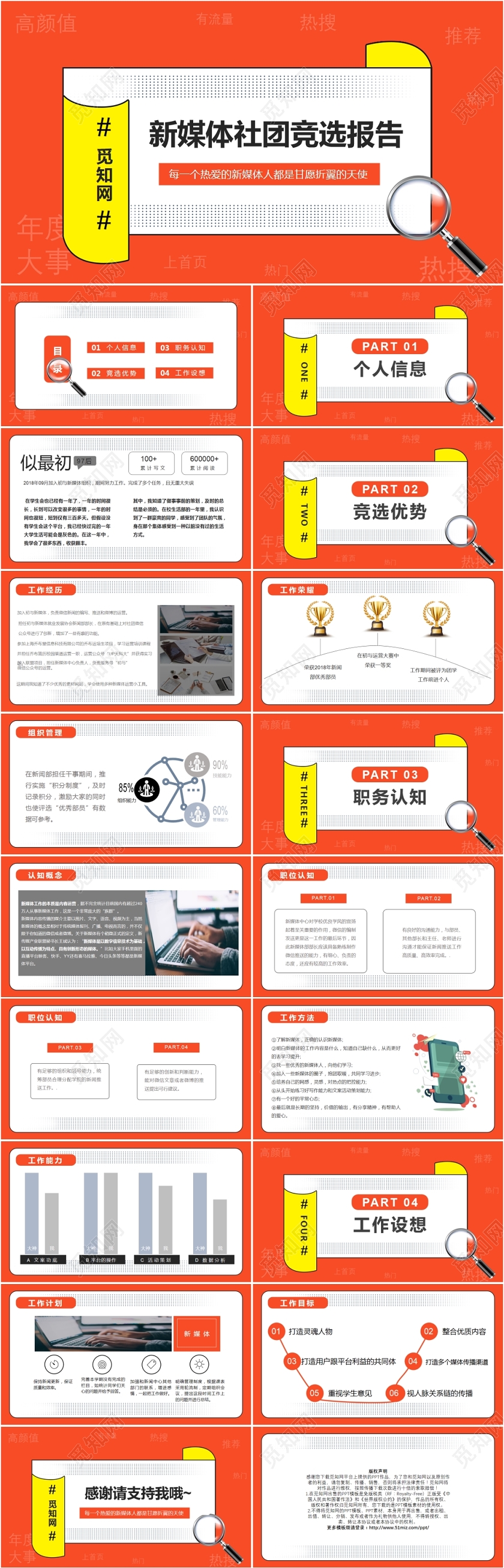 创意手绘风新媒体社团竞选报告汇报总结报告PPT模板