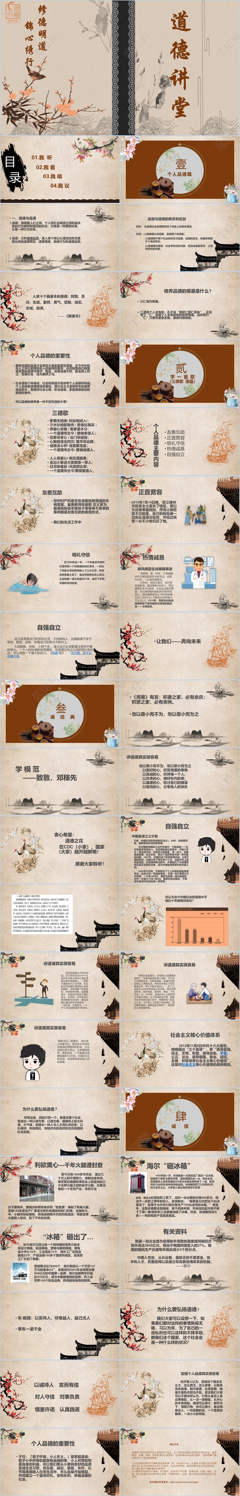 思想教育个人品德道德讲堂课件PPT模板