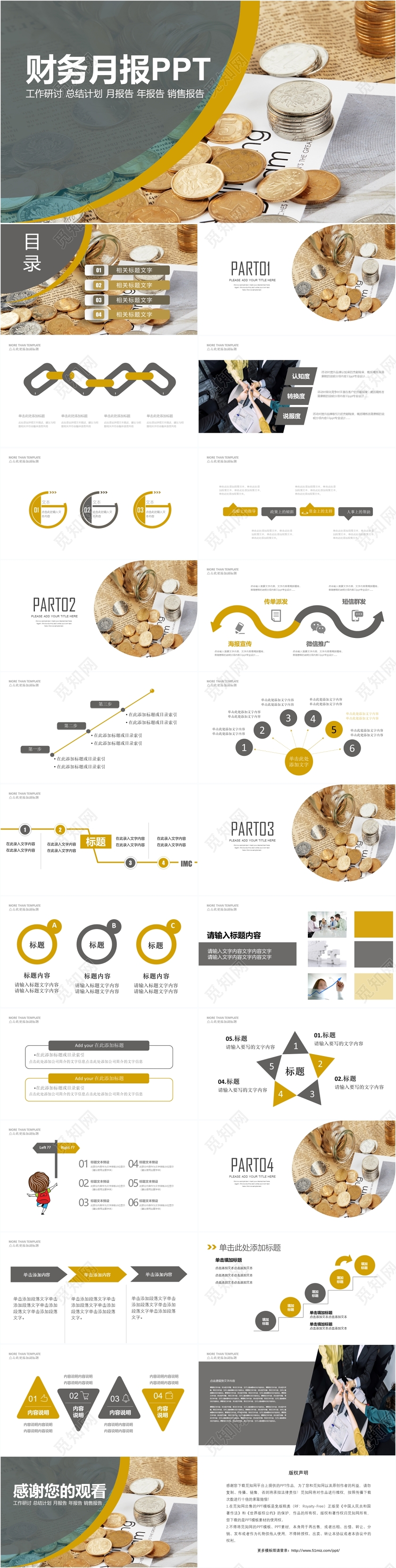 财务月报工作研讨总结计划月报告年报告销售报告PPT模版