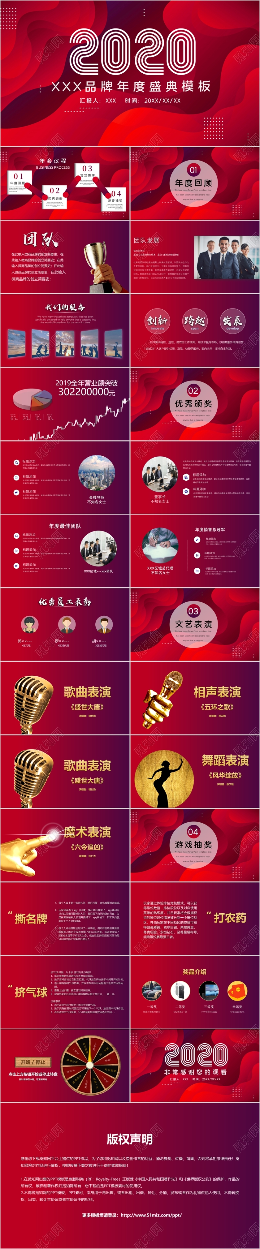 红色渐变风XX品牌年度盛典PPT模板