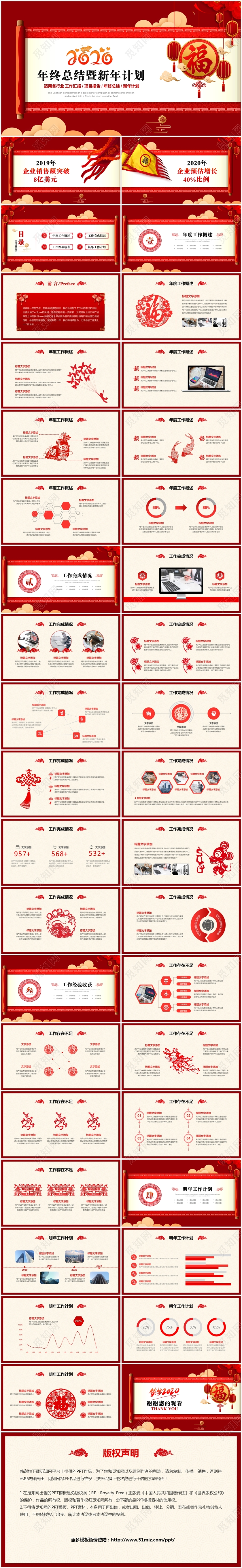 创意中国风跨越2020企业年会年终总结工作总结ppt模板
