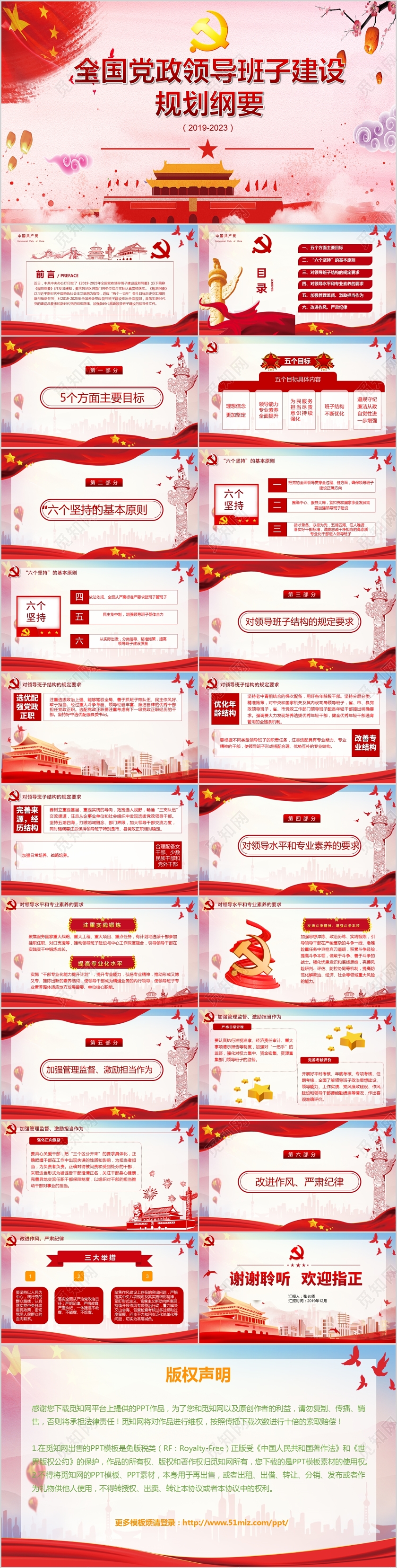 红色党政党课党建全国党政领导班子建设规划纲要讲稿PPT模板