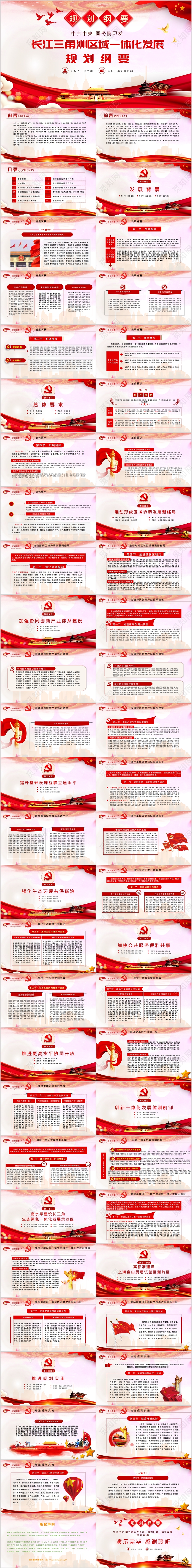 党政党课党建长三角一体化发展规划党课内含讲稿PPT模板